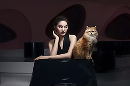 室内猫舍-美女与猫咪
