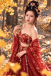银杏人像-金叶红裳1