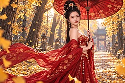 银杏人像-金叶红裳1