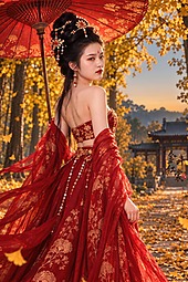 银杏人像-金叶红裳1