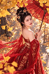 银杏人像-金叶红裳1