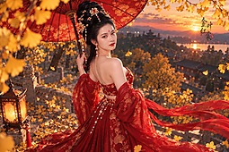 银杏人像-金叶红裳1