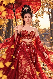 银杏人像-金叶红裳1