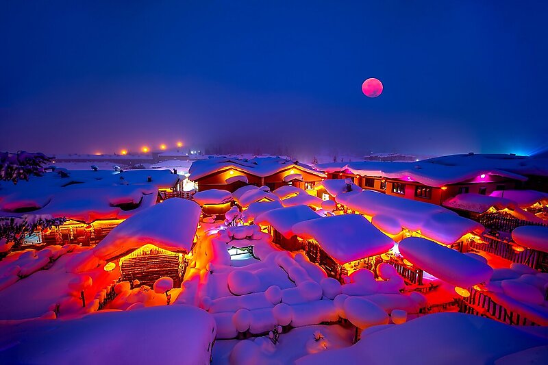 月夜雪乡